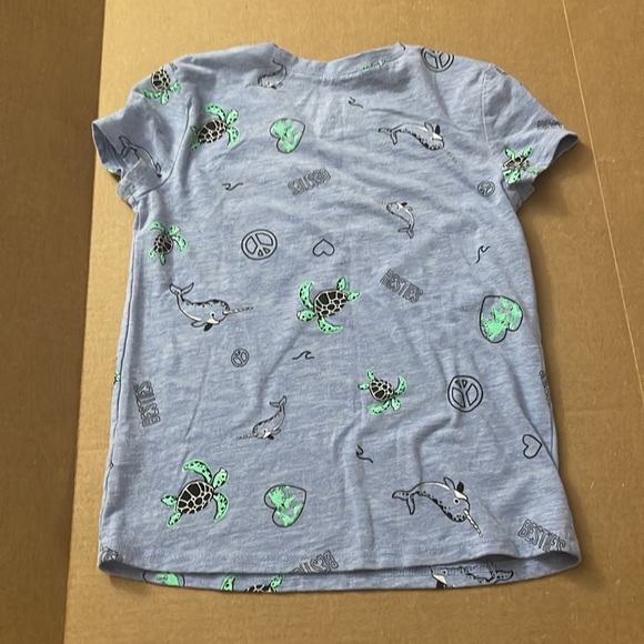 Justice “Besties” Sea Life Pocket Tee Shirt ~ Size 6 ~ Blue, Gray, Black, Green - Picture 4 of 7
